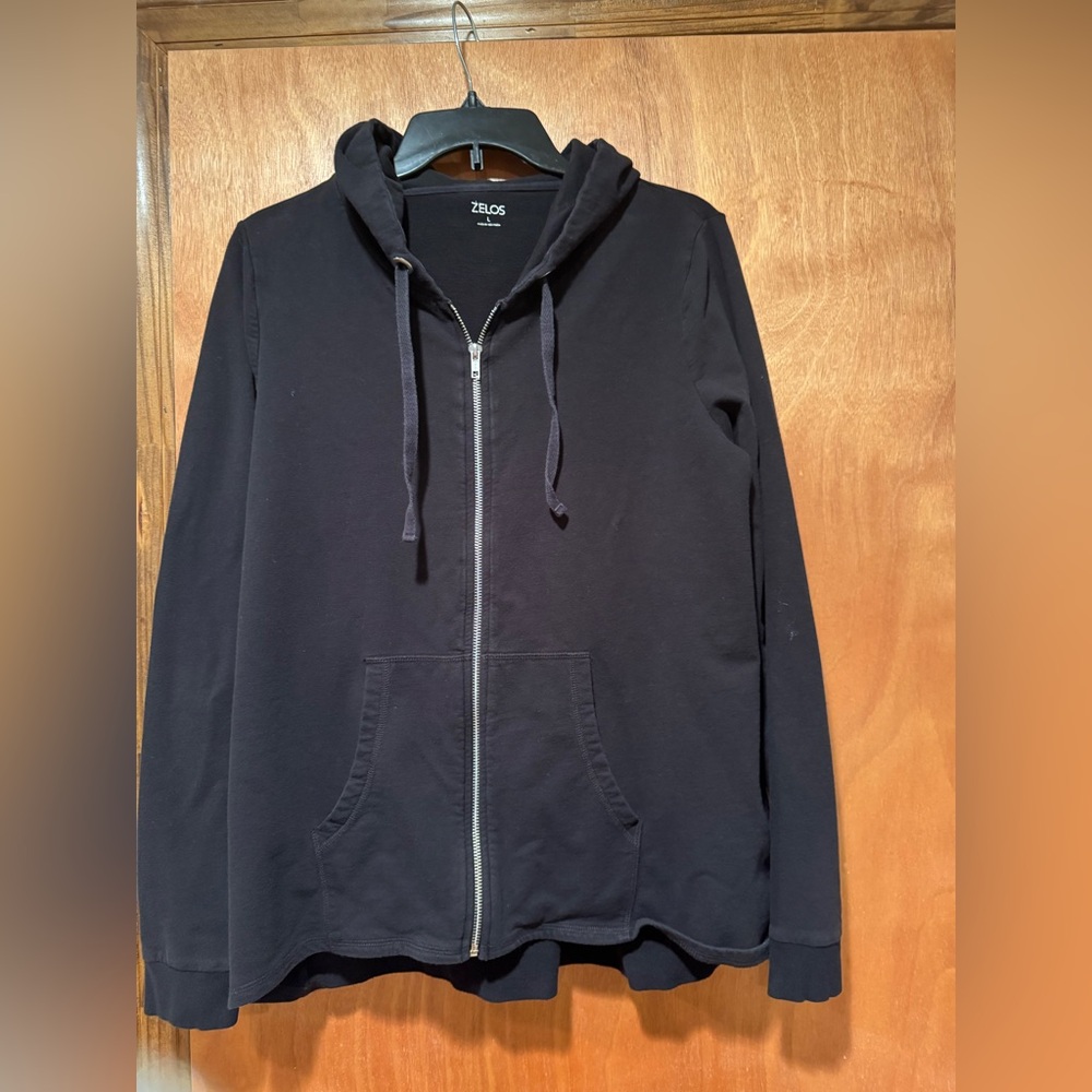 Zelos Black Zip-Up Hoodie Size Large